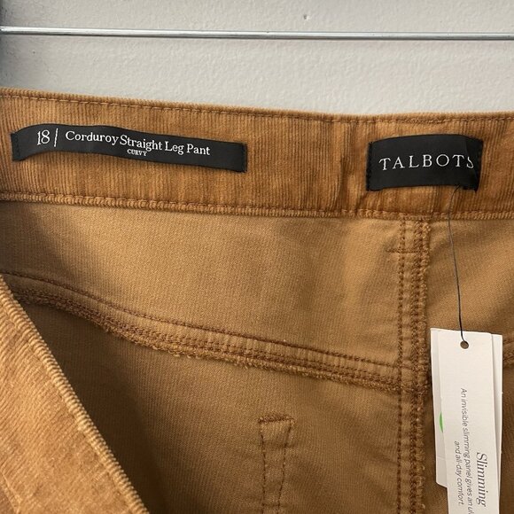 NWT Talbots Women’s 18 Curvy Corduroy Straight Leg Pants High Waist Full Length - Picture 5 of 11